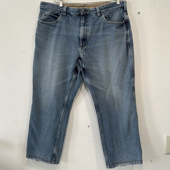 Duluth Trading Flex Ballroom Denim Jeans Men's 40x28 Relaxed Fit Light Wash - Picture 1 of 13